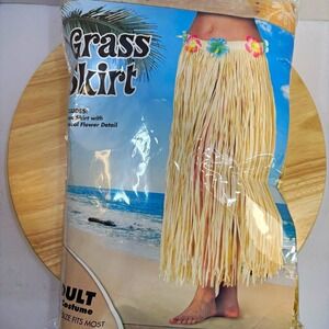 Spirit Hawaiian Grass Skirt Costume Tropical Flower Detail One Size Adult